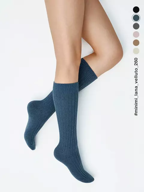 Гольфы женские с шерстью minimi gamb. lana velluto 260 jeans, , 39-41 (25-27), MINIMI, - 5