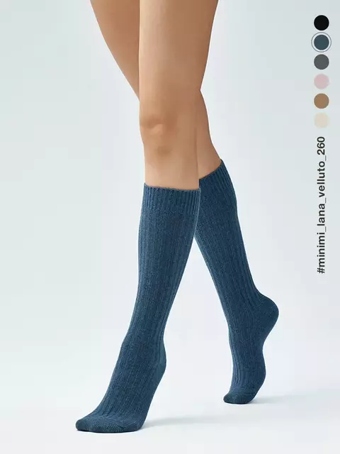 Гольфы женские с шерстью minimi gamb. lana velluto 260 jeans, , 39-41 (25-27), MINIMI, - 4