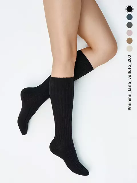 Гольфы женские с шерстью minimi gamb. lana velluto 260 nero, , 39-41 (25-27), MINIMI, - 5