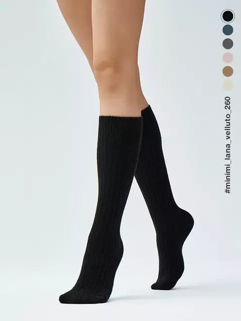 Гольфы женские с шерстью minimi gamb. lana velluto 260 nero, , 39-41 (25-27), MINIMI, - 4