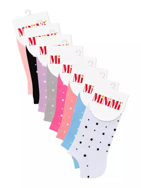 Женские укороченные носки из хлопка в горошек minimi trend 4203 bianco, , 39-41 (25-27), MINIMI, - 4