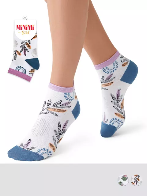 Женские носки с трендовым принтом minimi trend 4210 bianco/jeans, , 39-41 (25-27), MINIMI, - 1