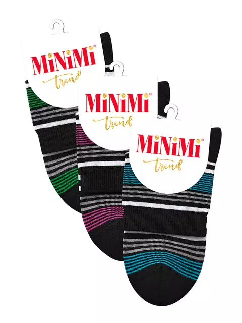 Женские носки в контрастную полоску minimi trend 4205 fuxia, , 39-41 (25-27), MINIMI, - 4