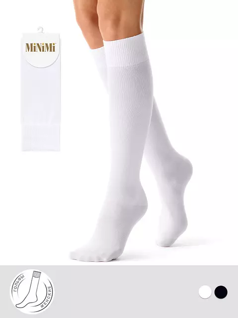 Женские однотонные гольфы из хлопка minimi classic 6202 bianco, , 39-41 (25-27), MINIMI, - 5