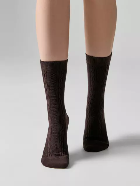 Удлинённые носки с узором conte classic 1123 chocolate, 26С-3СП, 39-41 (25-27), CONTE,  - 1