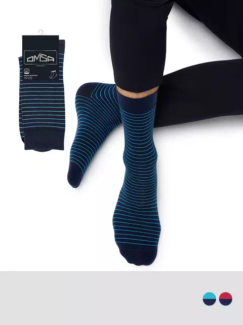 Мужские дизайнерские носки omsa style 501 blu, , 39-41 (25-27), OMSA, - 1