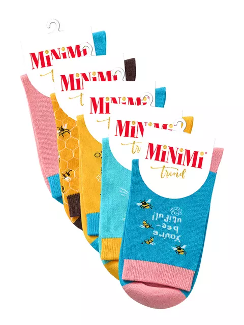Женские высокие носки с трендовым рисунком minimi trend 4217 orange, , 39-41 (25-27), MINIMI, - 2