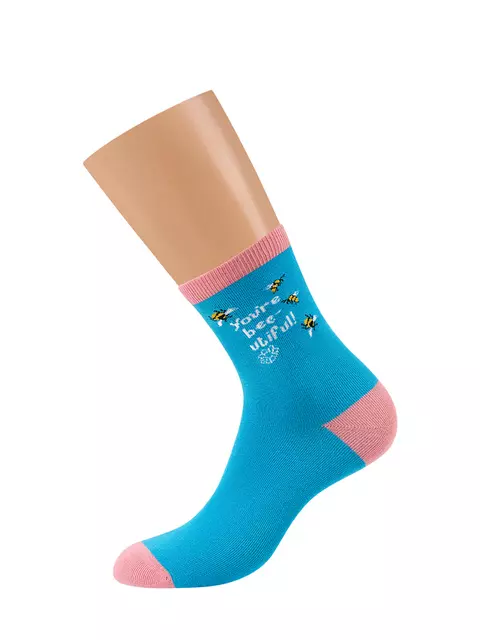 Женские высокие носки с трендовым рисунком minimi trend 4217 blu сhiaro, , 39-41 (25-27), MINIMI, - 3