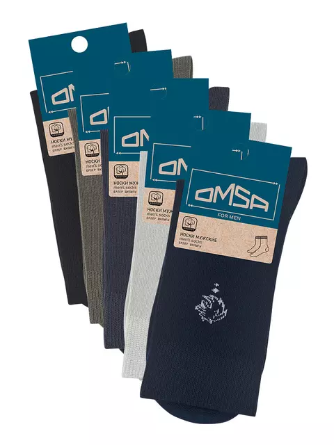 Мужские высокие классические носки c рисунком omsa eco 409 blu, , 42-44 (27-29), OMSA, - 2