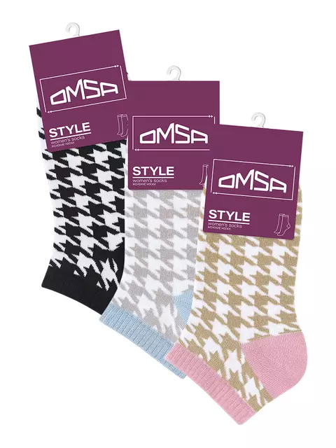 Женские укороченные носки с рисунком «гусиная лапка» omsa style 551 nero, , 35-38 (23-25), OMSA, - 4