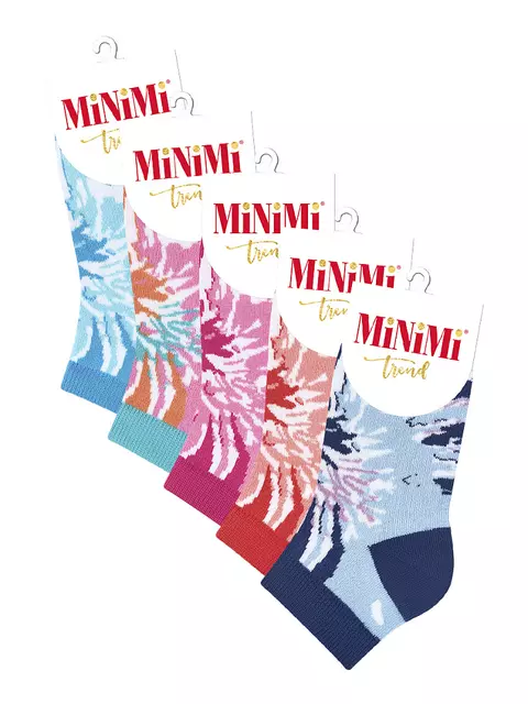 Укороченные женские носки с абстрактным рисунком minimi trend 4218 corallo multicolor, , 39-41 (25-27), MINIMI, - 2