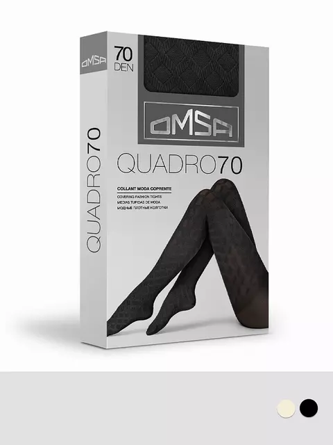 Колготки женские omsa quadro 70 avorio, , 2, OMSA, - 2
