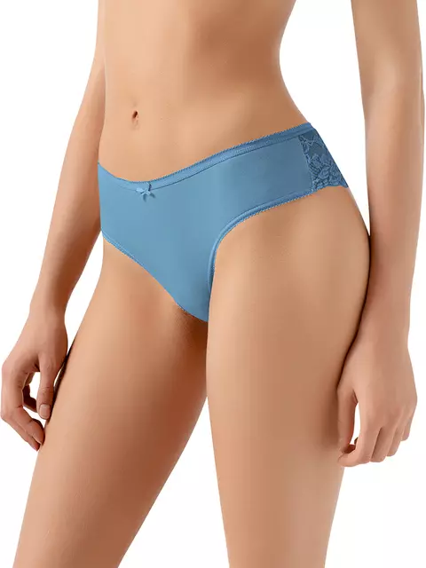 Трусы бразилиана из хлопка с кружевом minimi bo261 brasiliana cielo, , 46 (M), MINIMI, - 2