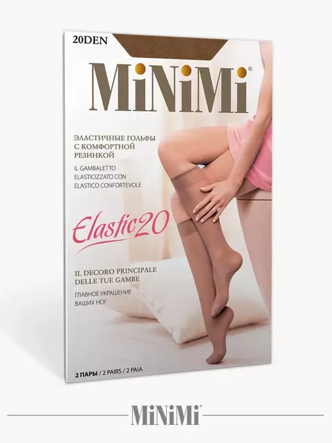 Гольфы женские (2 пары) minimi elastic 20 daino, , (ONE SIZE), MINIMI, - 2