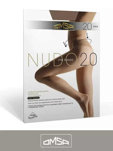 Колготки с заниженной талией omsa nudo 20 vita bassa daino, , 4, OMSA, - 2