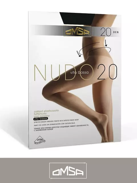 Колготки с заниженной талией omsa nudo 20 vita bassa nero, , 2, OMSA, - 2