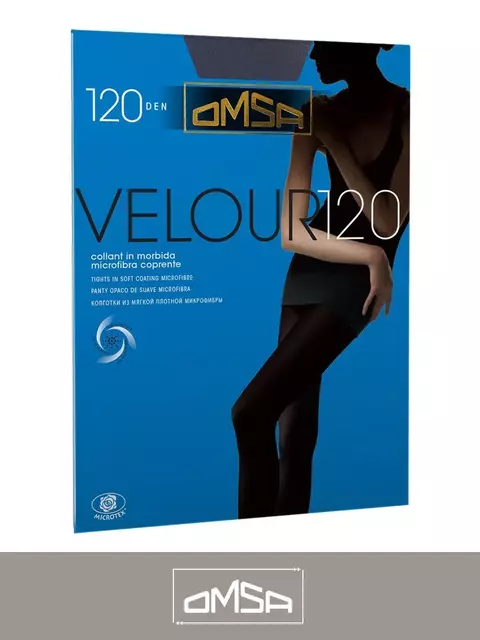 Колготки женские omsa velour 120 grigio fumo, , 2, OMSA, - 2