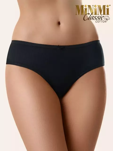 Трусы бразилиана из хлопка с кружевом minimi bo261 brasiliana nero, , 46 (M), MINIMI, - 1
