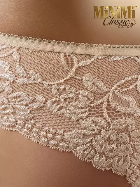 Трусы бразилиана из хлопка с кружевом minimi bo261 brasiliana nudo, , 48 (L), MINIMI, - 5