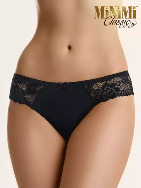 Трусы женские слипы с кружевом minimi bo223 slip nero, , 50 (XL), MINIMI, - 1