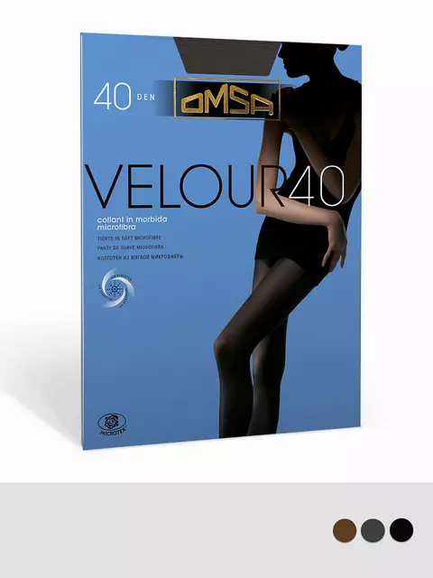 Колготки женские omsa velour 40 marron, , 2, OMSA, - 1