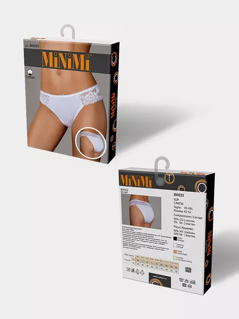 Трусы женские слипы minimi bo223 slip bianco, , 52 (2XL), MINIMI, - 4