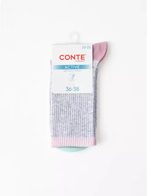 Удлиненные женские хлопковые носки conte active 964 светло-серый, 20С-20СП, 39-41 (25-27), CONTE ELEGANT,  - 2