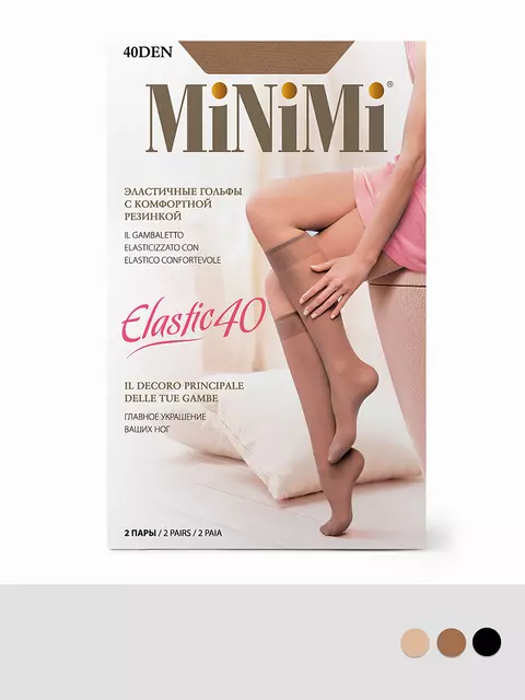 Гольфы женские (2 пары) minimi elastic 40 nero, , (ONE SIZE), , - 1