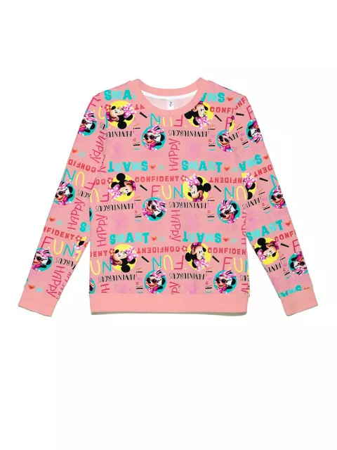 Хлопковый женский свитшот с ярким принтом и надписями ©disney ld 951 pink fun, 18С-726ТСП, 170-92, CONTE ELEGANT,  - 3