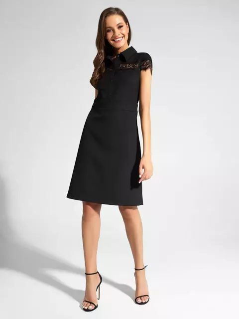 Платье-рубашка женская с фактурным кружевом lpl 1038 conte black, , 164-96-102, CONTE ELEGANT, - 1
