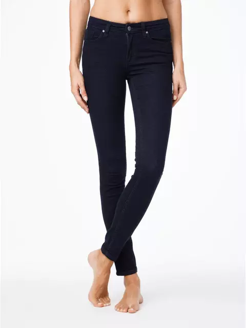 Моделирующие женские джинсы skinny со средней посадкой 623-100r темно-синий, , 170-106/XL, CONTE ELEGANT, - 1
