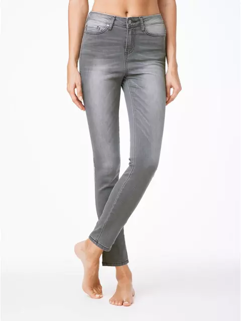 Ультракомфортные женские джинсы skinny c высокой посадкой con-49 серый, CON-49, 164-90/XS, CONTE ELEGANT,  - 1