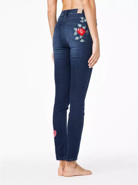 Ультрамодные джинсы skinny с вышивкой и эффектом сильной поношенности fashion conte con-53 темно-синий, CON-53, 170-98/M, CONTE ELEGANT,  - 3