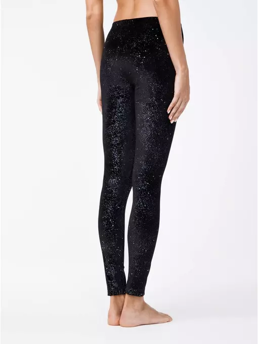 Черные бархатные леггинсы с металлическими блестками star nero, 18С-562ТСП, 170-94/S, CONTE ELEGANT,  - 4