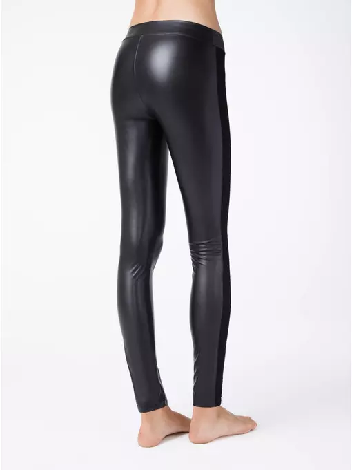 Ультрамодные леггинсы из искусственной кожи с лампасами gloss chic nero, 18С-555ТСП, 170-102/L, CONTE ELEGANT,  - 4