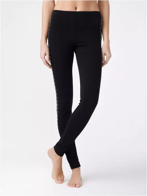 Ультрамодные джеггинсы с лампасами hollywood black, 18С-690ТСП, 164-98/M, CONTE ELEGANT,  - 2