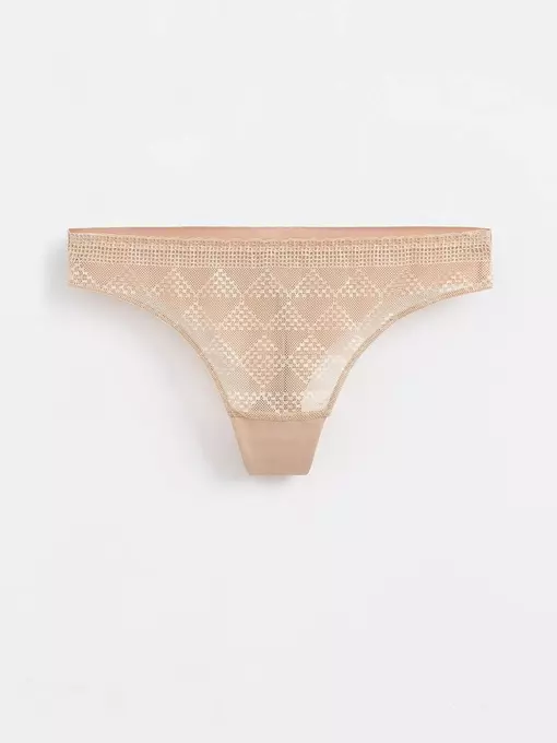Бесшовные женские трусы «бразилиана» из хлопка с итальянским кружевом demure lbr 1280 skin, 20С-1255ТСП, 90/XS, CONTE ELEGANT,  - 3