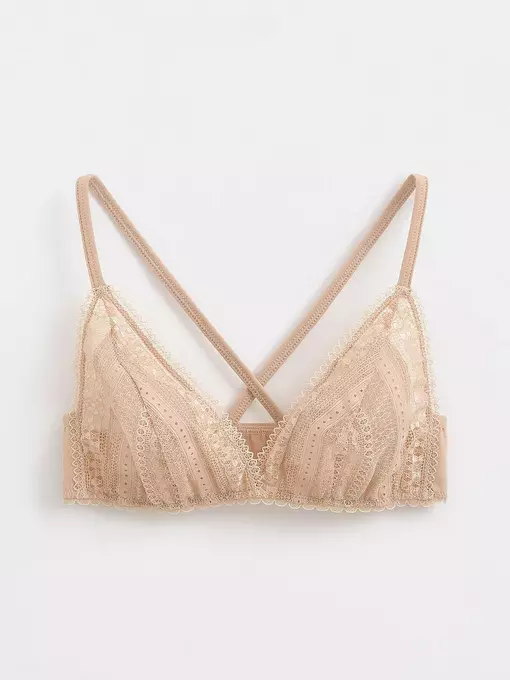 Бюстье с треугольными чашками из кружева и сетки romantic story lbe 1263 skin, , 170-100/XL, CONTE ELEGANT, - 4