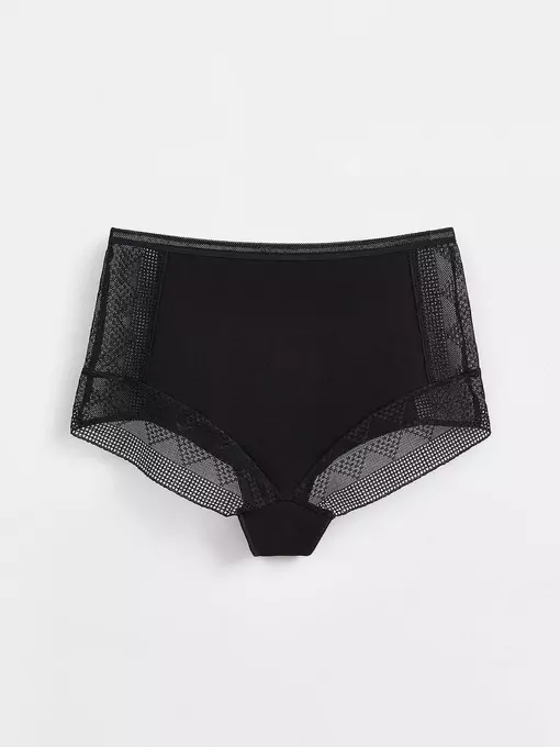 Трусы женские «бикини» из хлопка с итальянским кружевом demure lb 1277 black, 20С-1252ТСП, 90/XS, CONTE ELEGANT,  - 5