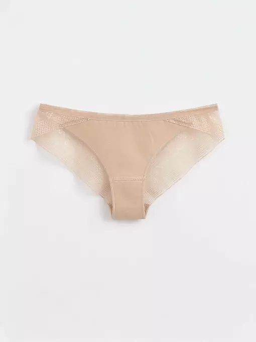Трусы женские «бразилиана» из хлопка с итальянским кружевом demure lbr 1281 skin, 20С-1256ТСП, 90/XS, CONTE ELEGANT,  - 3