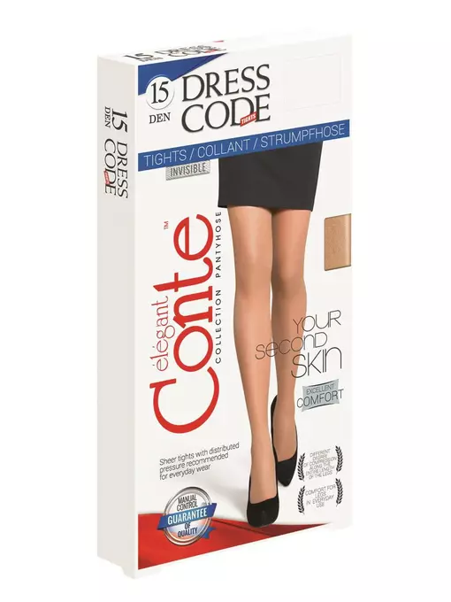 Тонкие прозрачные эластичные женские колготки conte dress code 15 den, 8С-59СПД, 3, CONTE ELEGANT,  - 1