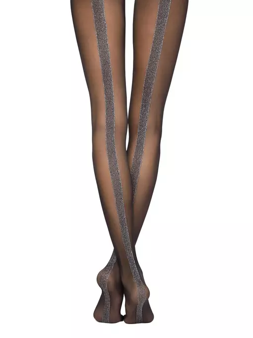 Колготки женские  с широкой полосой из люрекса gloss nero, 18С-105СП, 3, CONTE ELEGANT,  - 2