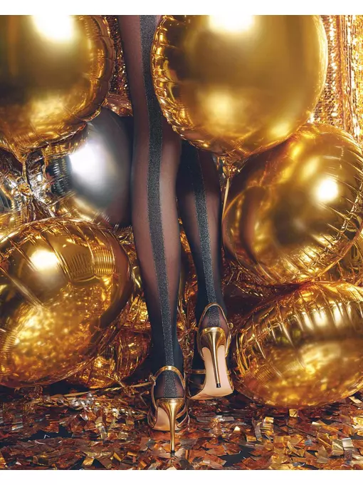 Колготки женские  с широкой полосой из люрекса gloss nero, 18С-105СП, 3, CONTE ELEGANT,  - 3