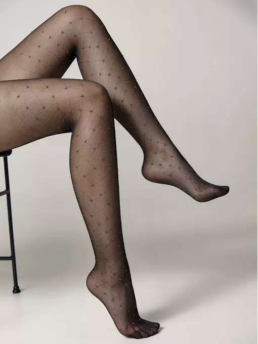 Колготки женские  с рисунком «ромбы» и горошком из люрекса lusso nero, 20С-92СП, 5, CONTE ELEGANT,  - 7