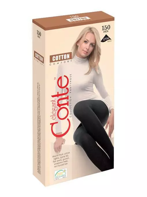 Теплые хлопковые колготки cotton 150 den nero, 7С-72СП, 3, CONTE ELEGANT,  - 5