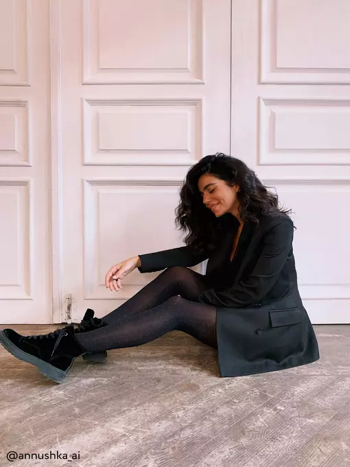 Фантазийные колготки с рисунком "точки" point grafit, 19С-10СП, 2, CONTE ELEGANT,  - 4