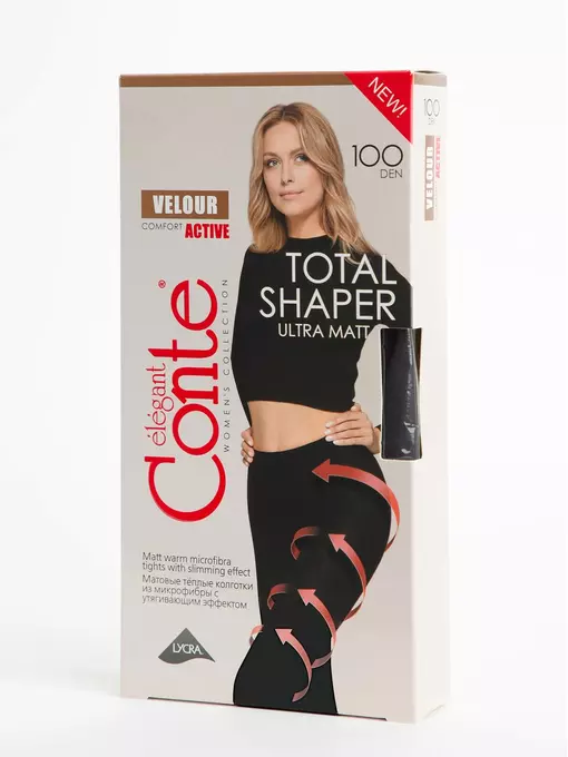 Теплые матовые колготки с утягивающими шортиками velour active 100 anthracite, 19С-123СП, 6, CONTE ELEGANT,  - 2