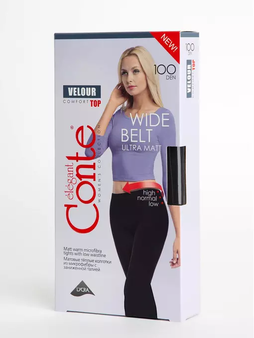 Матовые женские колготки conte velour top 100 lycra®, 19С-122СП, 3, CONTE ELEGANT,  - 1