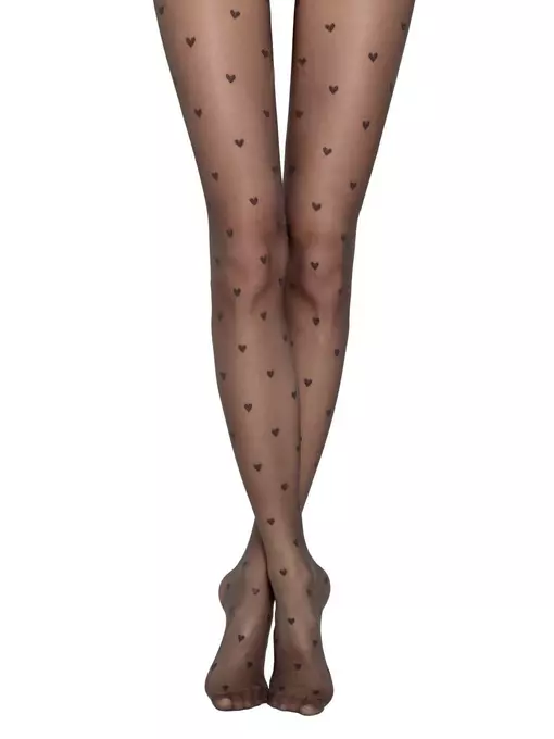Фантазийные колготки с рисунком "сердечки" bonheur grafit, 19С-109СП, 3, CONTE ELEGANT,  - 6