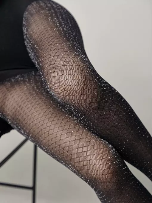 Колготки с сияющим рисунком «соты» conte silver nero, 20С-94СП, 5, CONTE ELEGANT,  - 2
